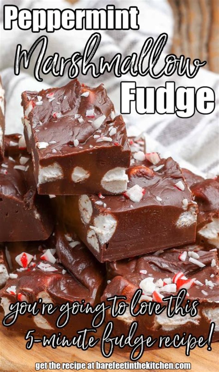 Marshmallow Fudge with Peppermint - Celebrating Sweets